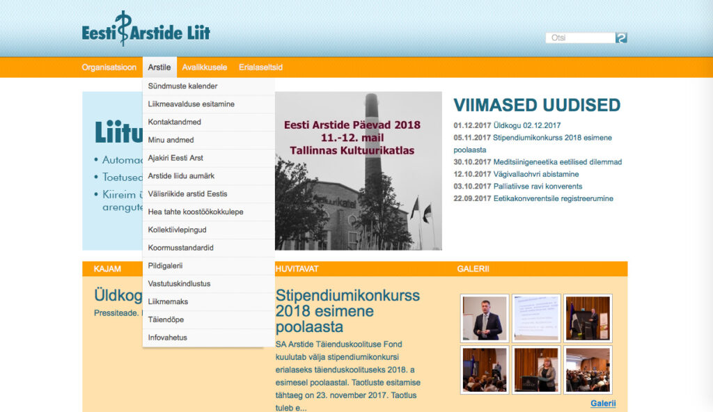 Screen Shot 2017-12-02 at 22.16.29 arstide liit vana koduleht